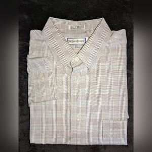 Yves Saint Laurent Men's Red & Grey Checkered Shirt